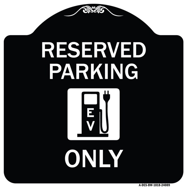 Ev W/ Electric Vehicle Charging Station Graphic Heavy-Gauge Aluminum Sign, 18" x 18", BW-1818-24089